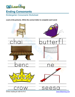 Ending consonants - Write 5