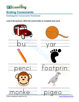 Ending consonants - Write 6