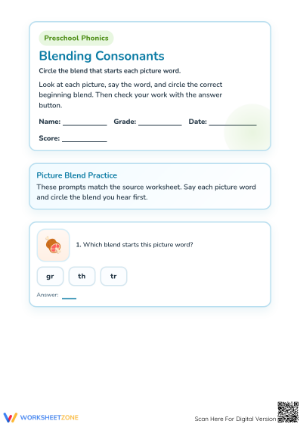 Essential Consonant Blends Practice | Preschool ELA Ready