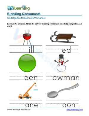 Consonant blends - Write 6