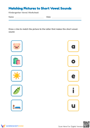 Short Vowel Sounds Matching | Essential Kindergarten