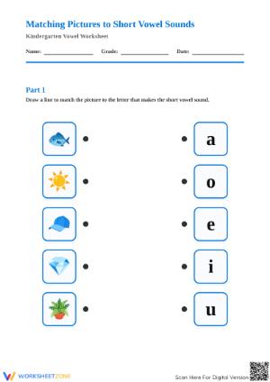 Short Vowels Worksheet | Grade K ELA Printable