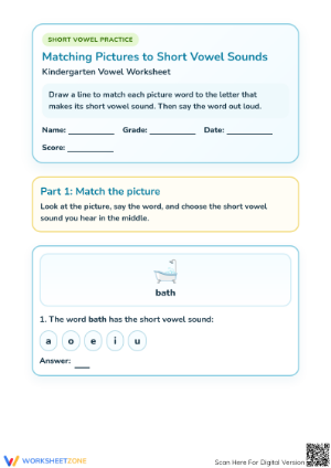 Essential Short Vowel Practice Worksheet | Kindergarten