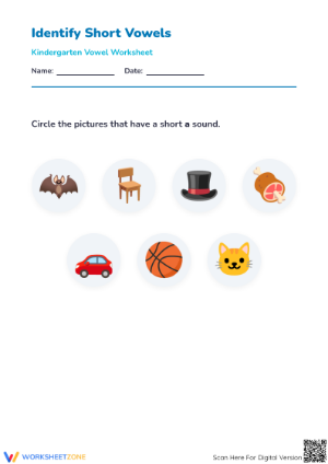 Essential Short Vowel A Worksheet | Kindergarten Phonics