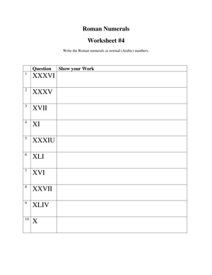 Practice Roman Numerals with this Worksheet