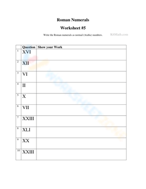 Enhance Skills with Roman Numerals Worksheet