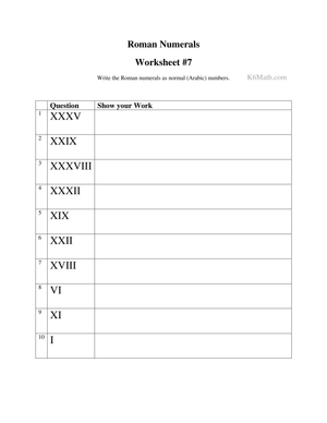 Practice Converting Roman Numerals with this Worksheet