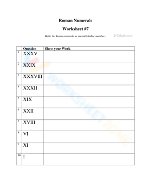 Practice Converting Roman Numerals with this Worksheet