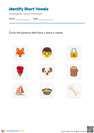 Short Vowel O Worksheet | Kindergarten Essential Phonics