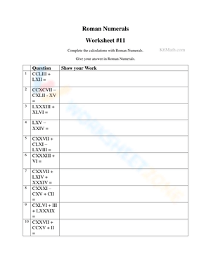 Practice Recognizing Roman Numerals with this Worksheet