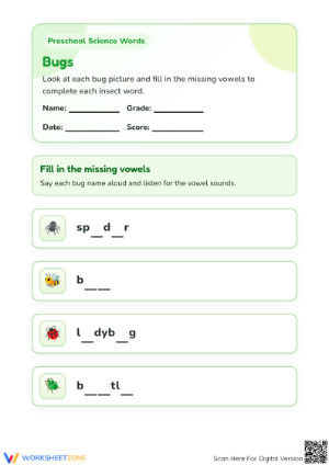 Preschool Insects Activity — Printable No-Prep Worksheet
