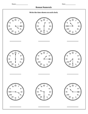 Practice Telling Time Using Roman Numerals