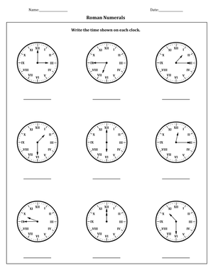 Practice Telling Time with Roman Numerals Clock