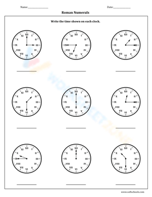 Practice Telling Time with Roman Numerals Clock