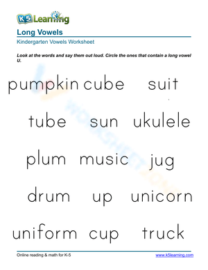 Circle the words that contain long vowel u