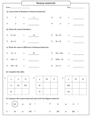 Master Roman Numerals: An Addition and Subtraction Sheet