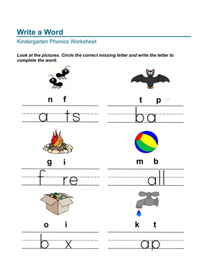 Kindergarten Phonics: Write a Word | Essential Printable