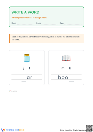 Grade K-1 Phonics: Write a Word 6 — Essential Printable