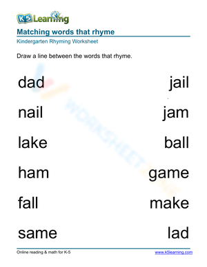 Matching words that rhyme 2