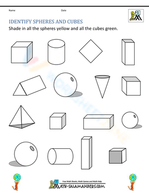 Identify Spheres and Cubes Worksheet