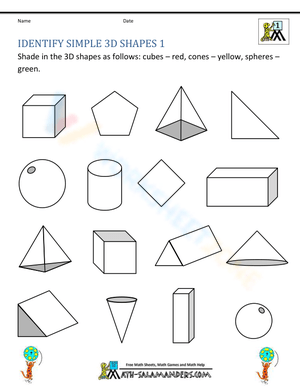 Identify Simple 3D Shapes Worksheet