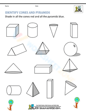 Identify Cones and Pyramids Worksheet