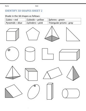 Identify 3D Shapes: Worksheet
