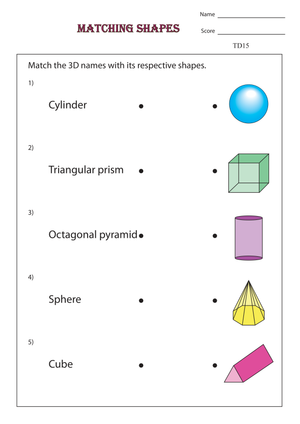 Matching 3D Shapes Worksheet