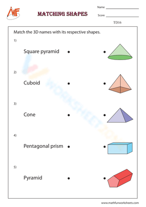 3D Shapes Matching Worksheet