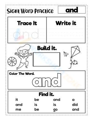 Sight Word "and" Worksheet | Kindergarten Essential