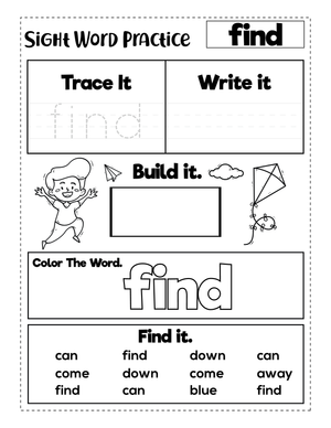 Grade K Sight Word Find — Printable No-Prep Worksheet