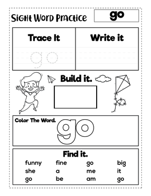 Sight Word "go" Worksheet | Essential Grade K ELA