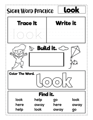 Sight Word Look Printable Worksheet | Grade K Ready