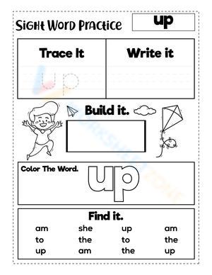 Sight Word Up Printable Worksheet | Grade K ELA