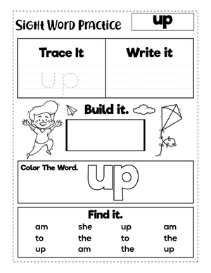 Sight Word Up Printable Worksheet | Grade K ELA