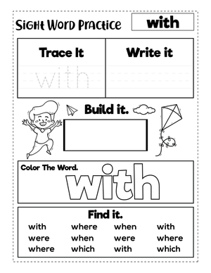 Sight Word "with" Worksheet | Essential Grade K-1 ELA