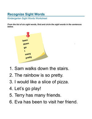 Kindergarten Sight Words Worksheet | Essential Printable