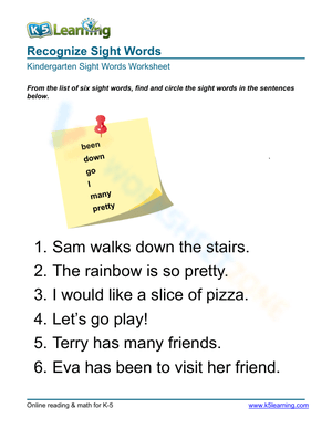 Kindergarten Sight Words Worksheet | Essential Printable