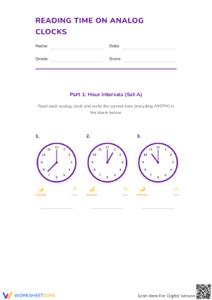 Printable Reading Time Worksheet | Grade 2-4 Math