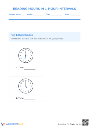 Reading Time to the Hour Worksheet | Essential Grade 2 Math
