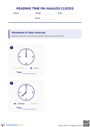 Essential Reading Hours Analog Clock Worksheet | Grade 2