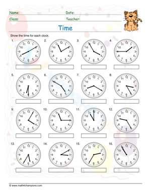 Telling time  5 minute past