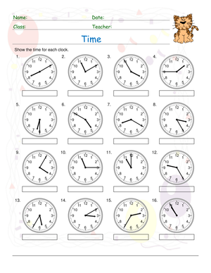 Telling Time to 5 Minutes | Printable Grade 2 Math