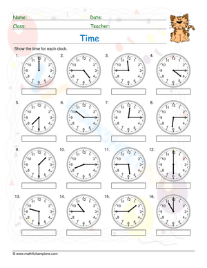 Telling time 15 minute past