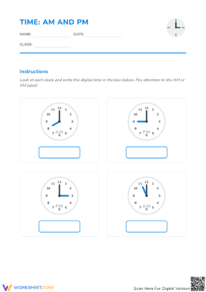 Printable Telling Time Worksheet | Grade 2-4 Math