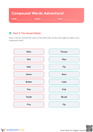 Printable Grade 1 Compound Words Worksheet | Essential Ready