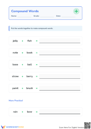 Printable Compound Words Worksheet | Grade 1 ELA