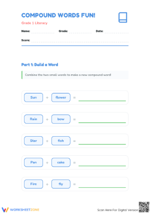 Printable Compound Words Worksheet | Grade 1 ELA