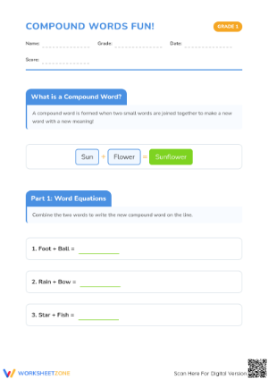 Essential Compound Words Worksheet | Grade 1 ELA
