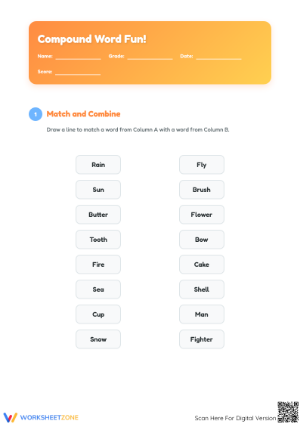 Printable Compound Words Worksheet | Grade 1 ELA